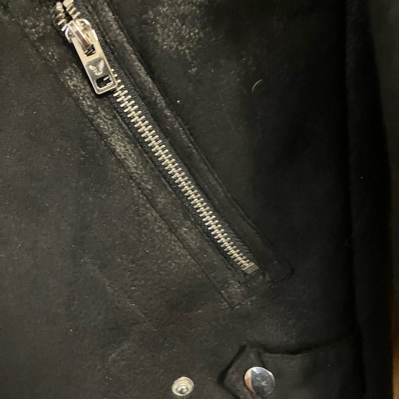 American Eagle Outfitters Black Motorcycle Jacket with Fleece Collar S/P - Picture 8 of 8